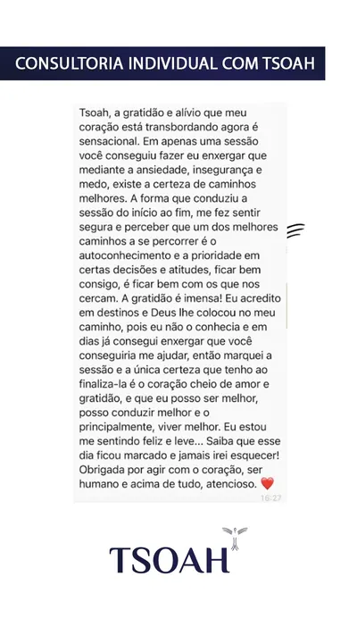 Mensagem de uma pessoa atendida, 15 de 19