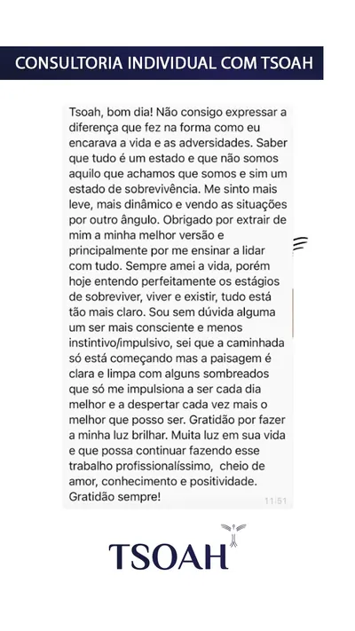 Mensagem de uma pessoa atendida, 16 de 19