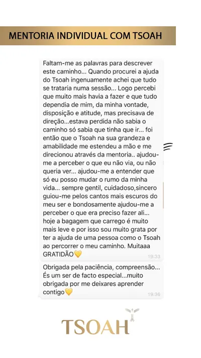 Mensagem de uma pessoa atendida, 17 de 19