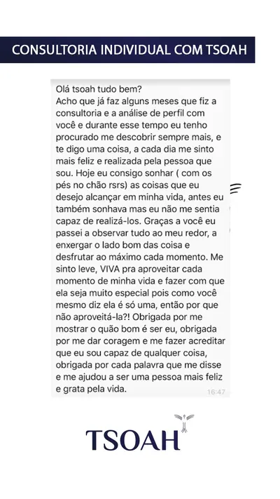 Mensagem de uma pessoa atendida, 1 de 19