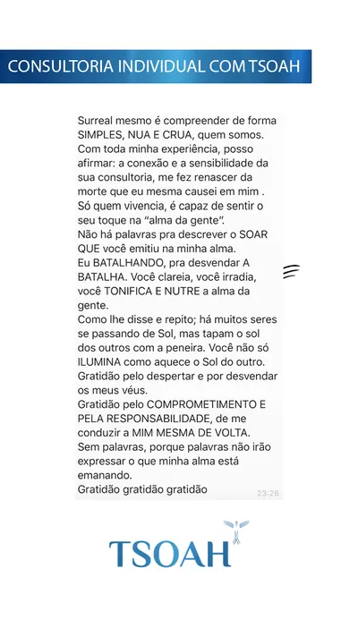 Mensagem de uma pessoa atendida, 5 de 19