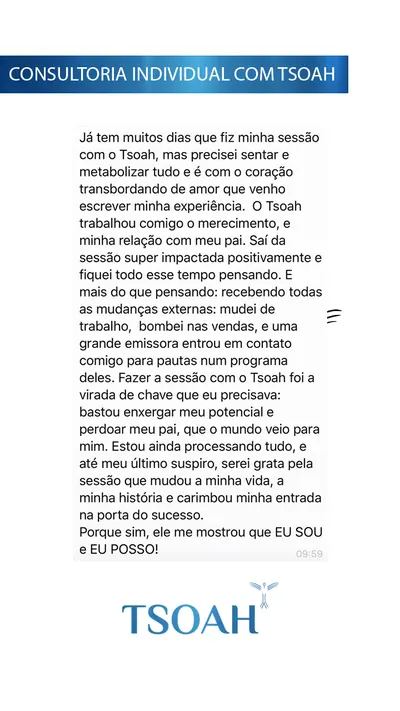 Mensagem de uma pessoa atendida, 10 de 19