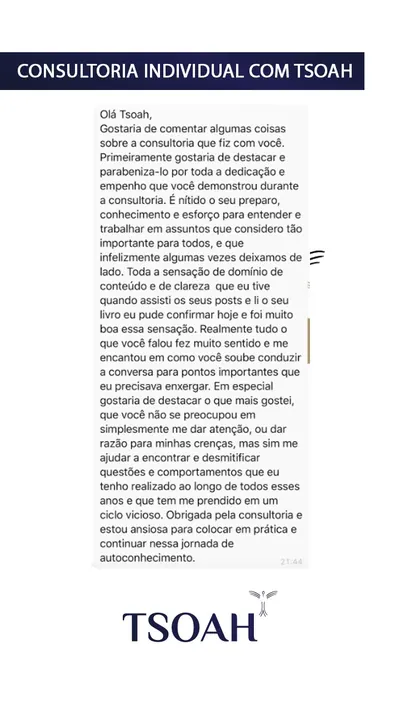 Mensagem de uma pessoa atendida, 12 de 19